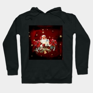 Santa Claus with gifts and christmas flower Hoodie